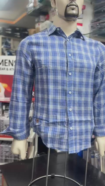Premium Light Checked Cotton Shirt for Men – Full Sleeves | Stylish Formal & Casual Wear