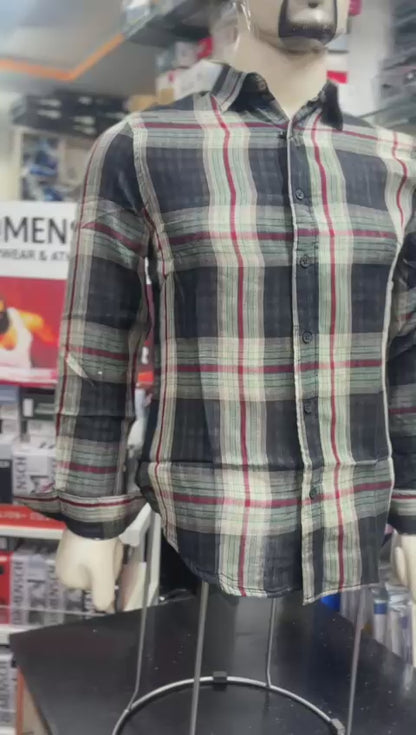 Stylish Plaid Shirts for Men – Casual and Comfortable Long Sleeve Button-Down Tops in Red & Navy